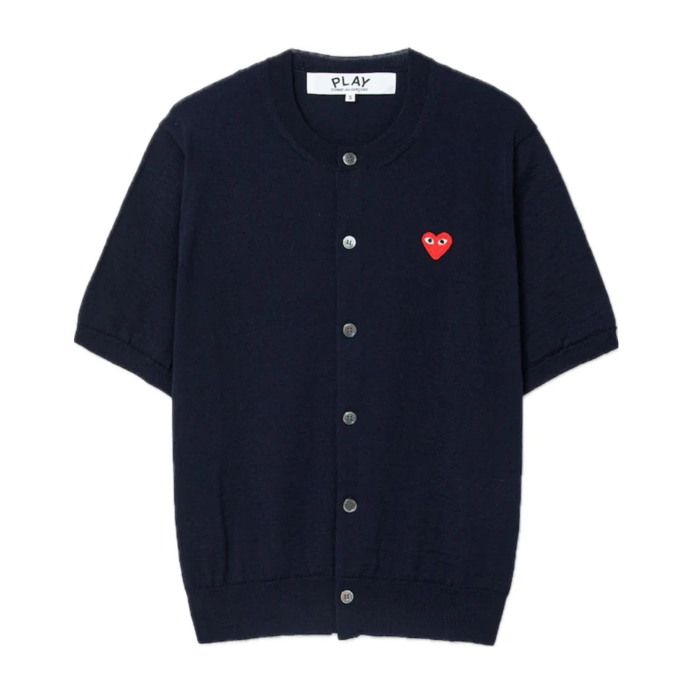 Comme des Garçons Play Geborduurde Hart Korte Mouw Vest Blue Heren