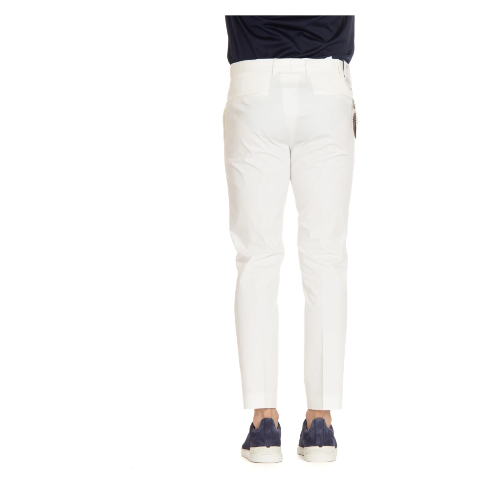 PT Torino Witte Twill Stretch Slim Broek White Heren