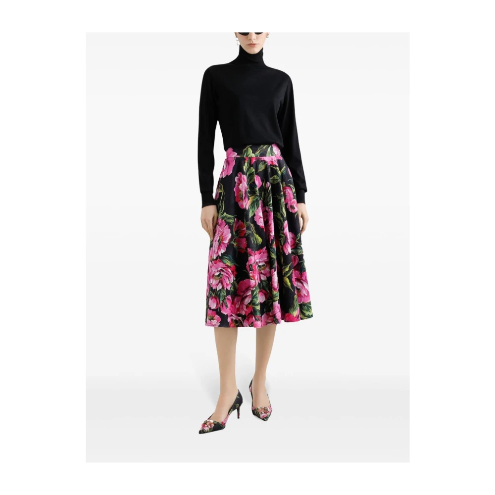 Dolce & Gabbana Rozenprint Midi Rok Multicolor Dames