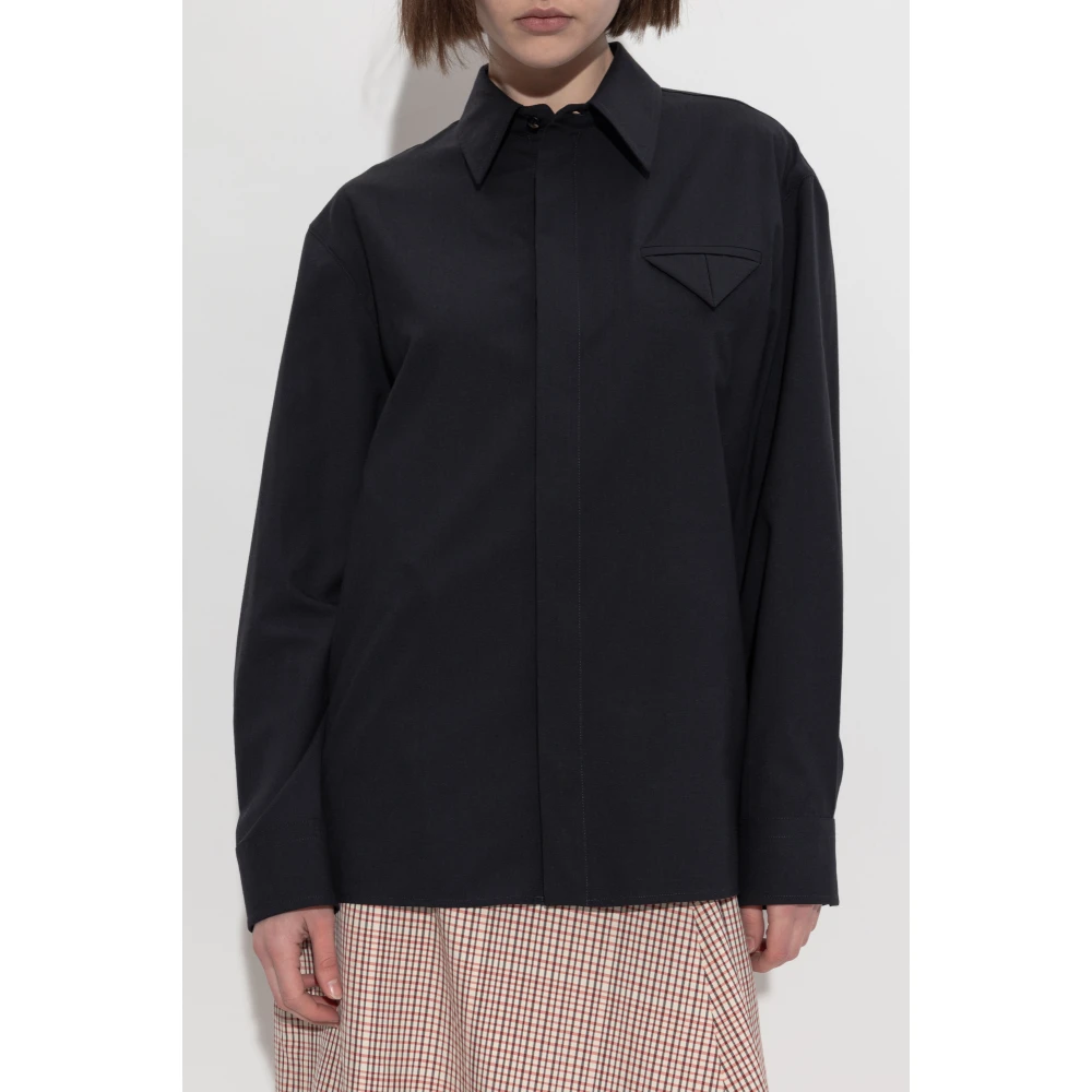 Bottega Veneta Wollen shirt met zak Black Dames