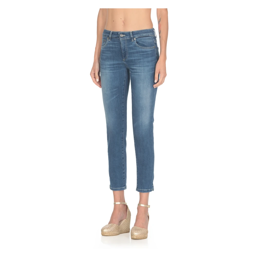 Dondup Blauwe Katoenen Broek Vrouw Riemlussen Blue Dames