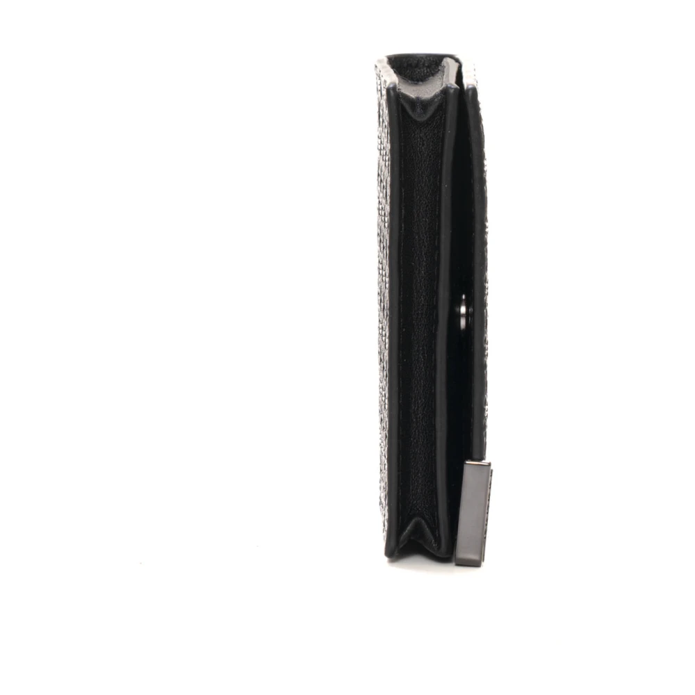 Emporio Armani Leren kaarthouder met clip Black Heren