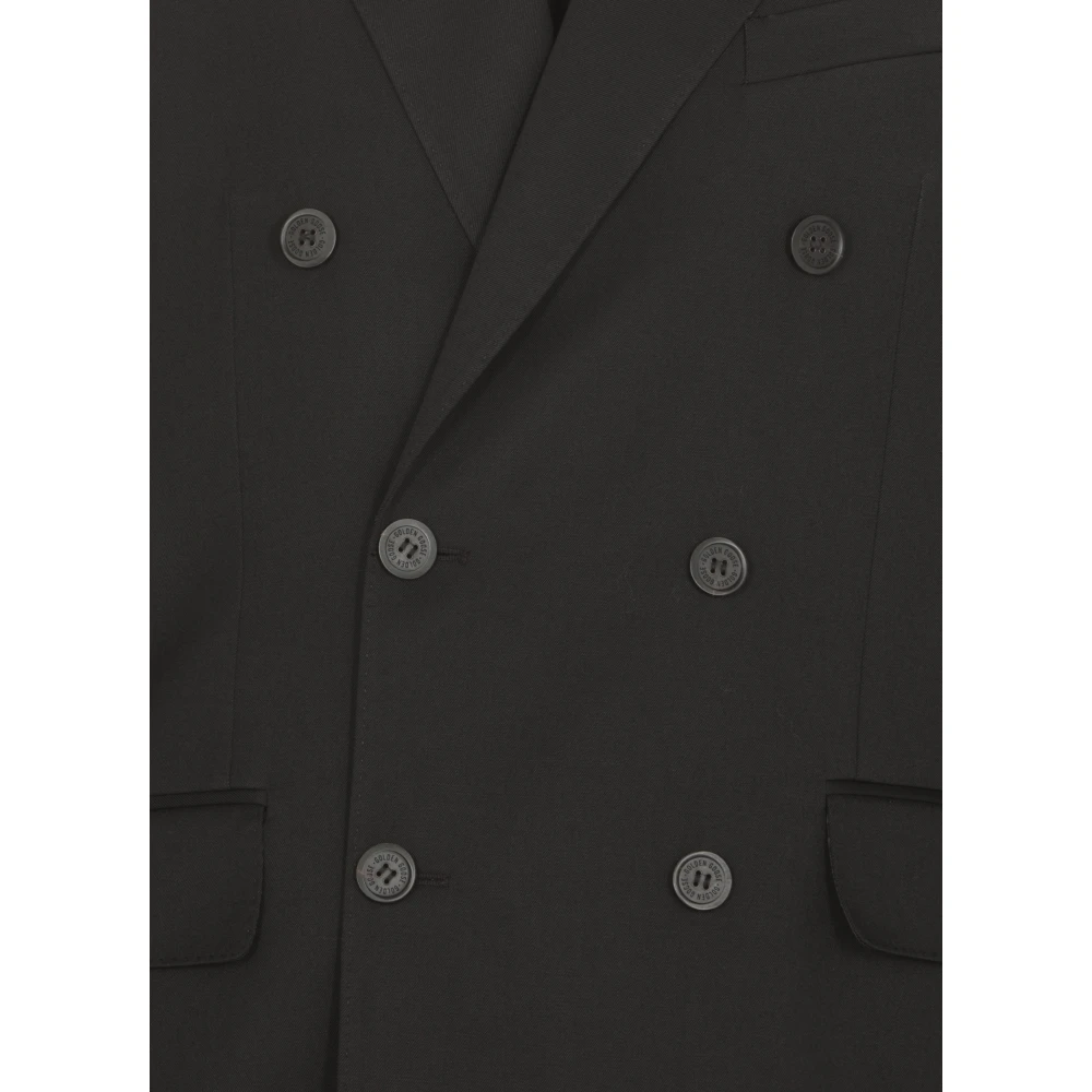 Golden Goose Zwarte wollen double-breasted jas Black Heren