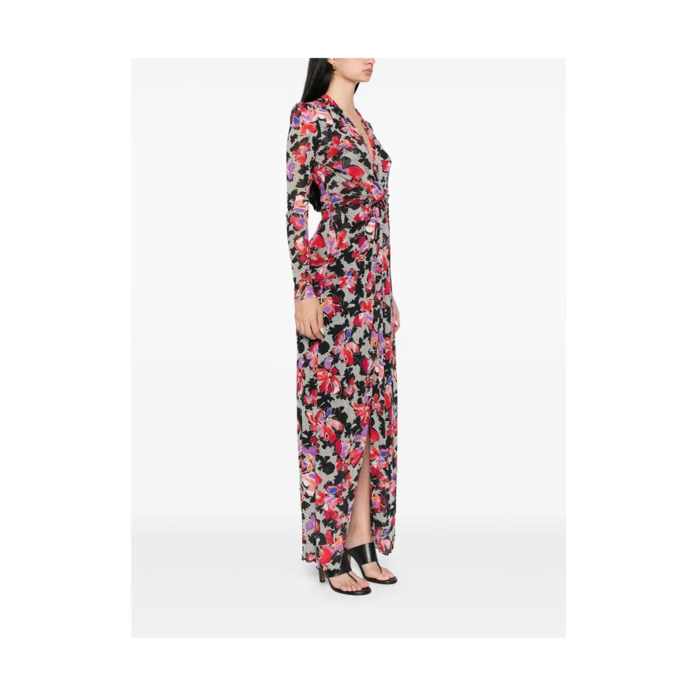 Diane Von Furstenberg Bloemen Mesh V-hals Jurk Multicolor Dames