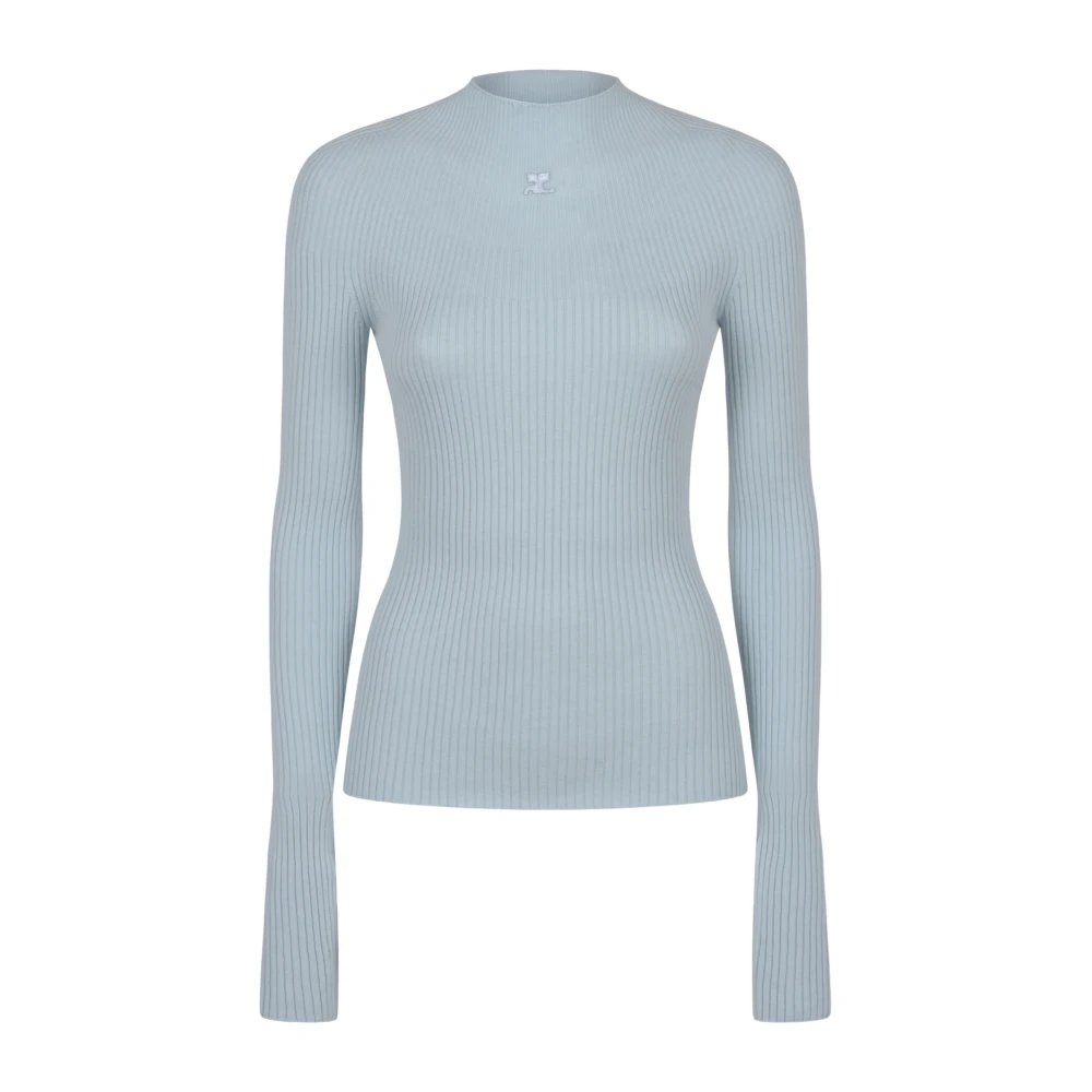 Courrèges Rib Mockneck Sweater Blue Dames