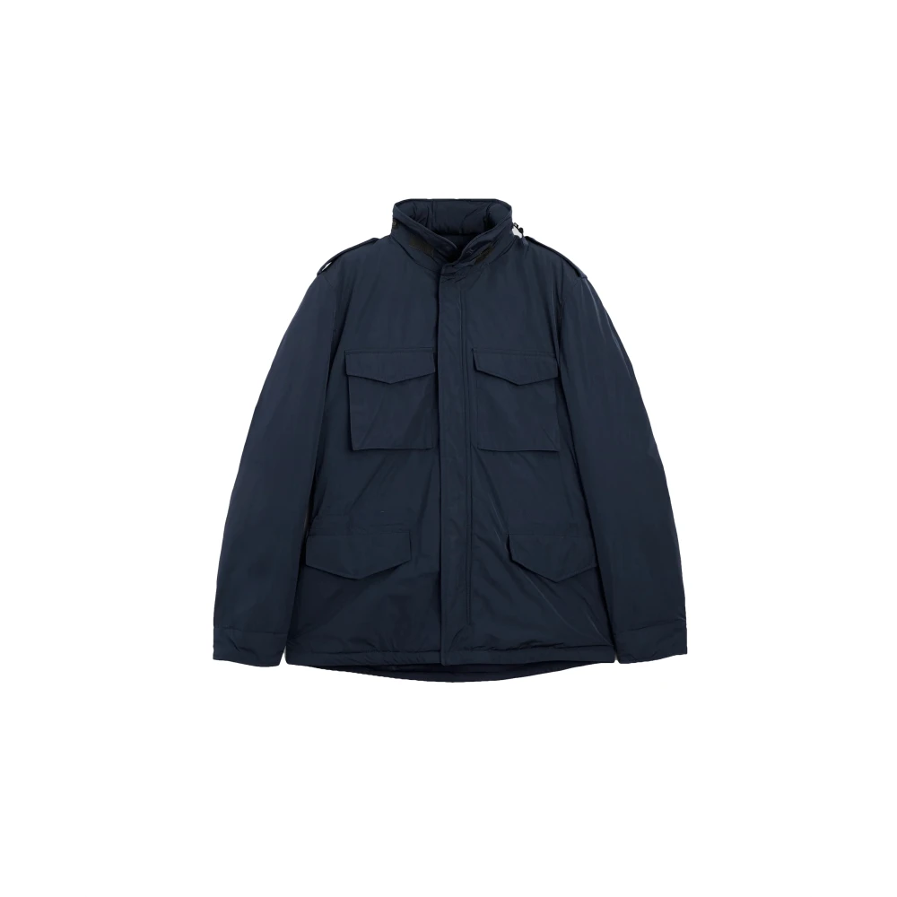 Aspesi Blauwe Field Jacket Vento Gevoerd Blue Heren