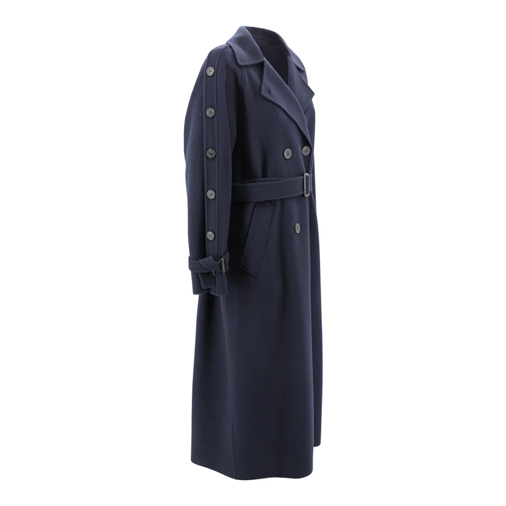 Max Mara Weekend Blauwe Wollen Trenchcoat Blue Dames