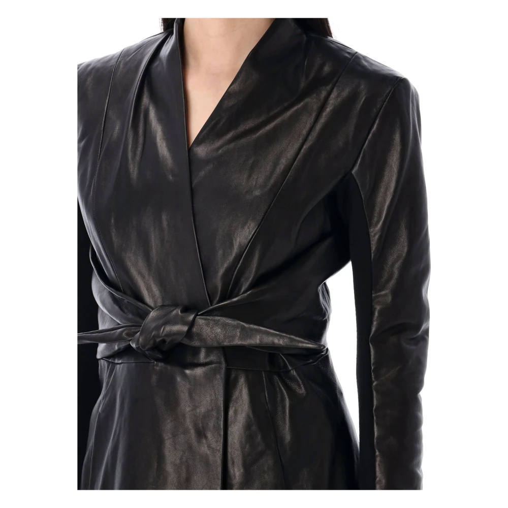 Rick Owens Ls Strutter Leren Jas Black Dames