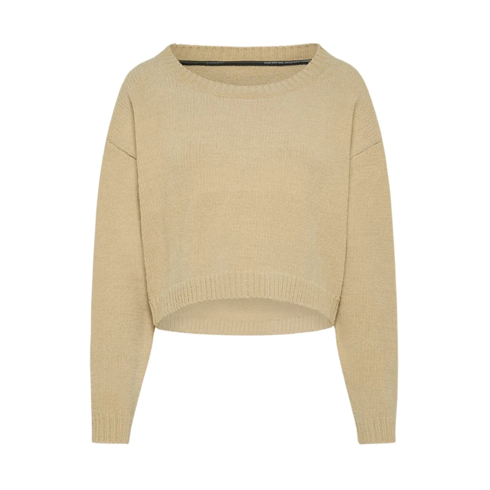 RRD Chenille Rund Hals Tröja Beige, Dam