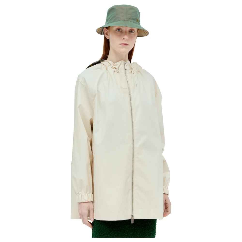 Burberry Women's Beige Light Jackets, 2XS, Check Hood Gabardine Parka