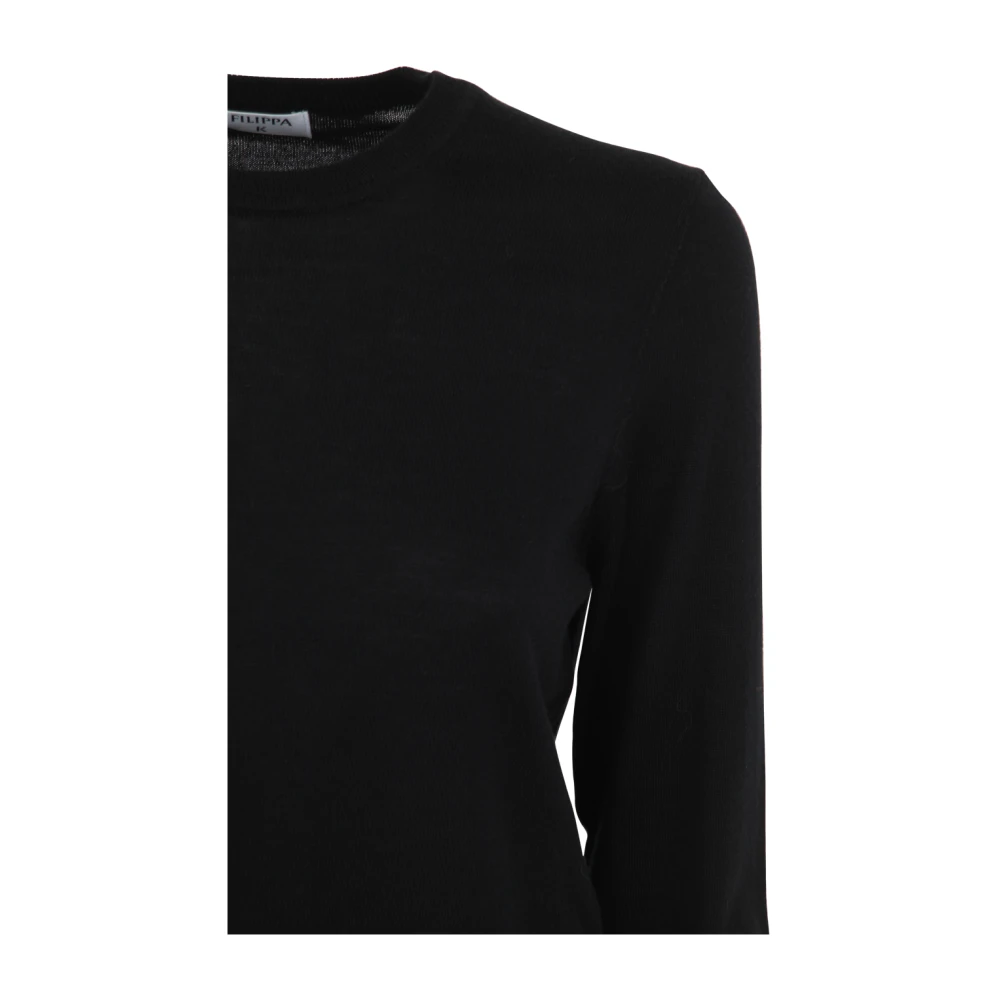 Filippa K Zwarte Merino Ronde Hals Trui Black Dames