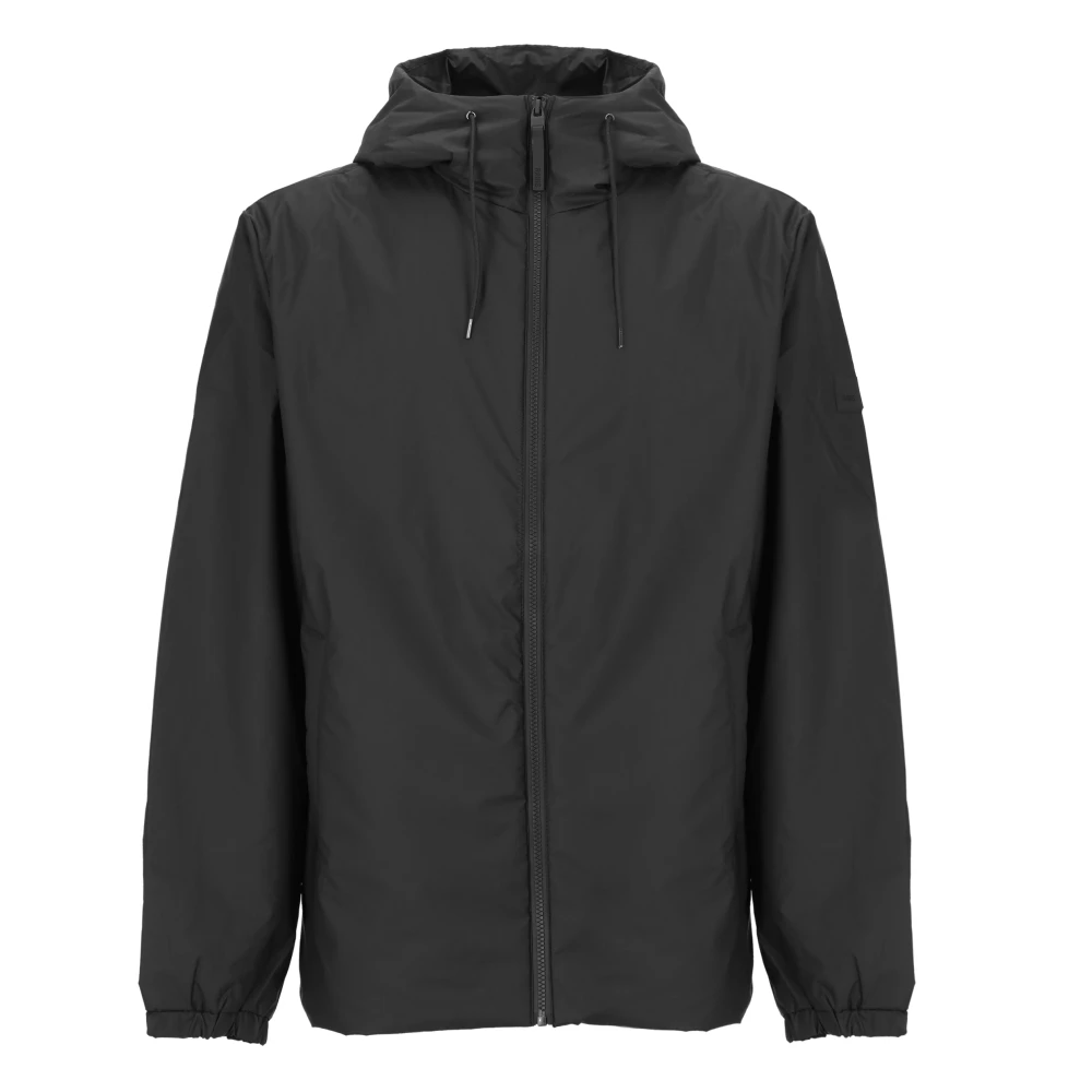 Rains Zwarte regenjas met capuchon lange mouwen rits Black Heren