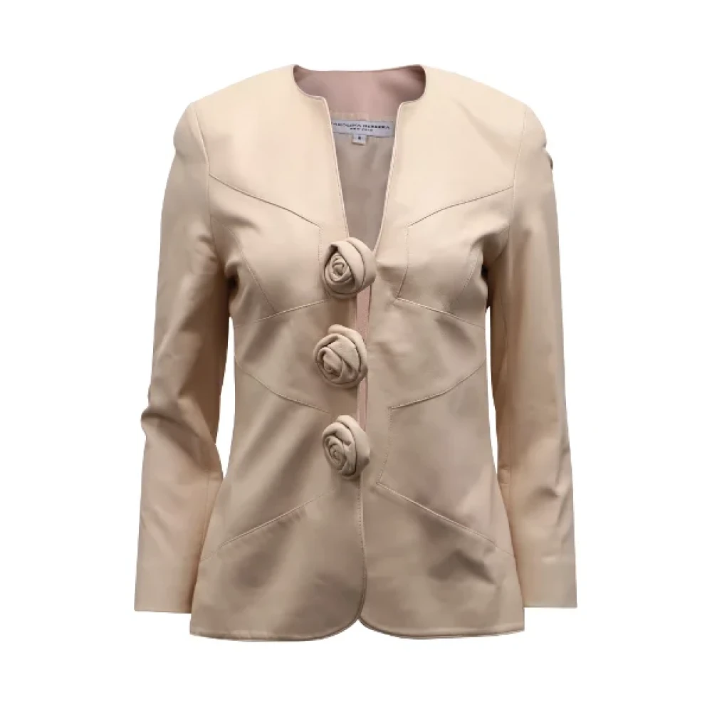 Carolina Herrera Pre-owned Leather outerwear Pink Dames