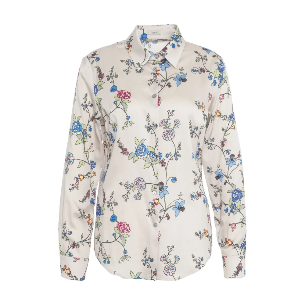 Himon's Grijze Bloemen Zijden Blouse Elegante Stijl Multicolor Dames