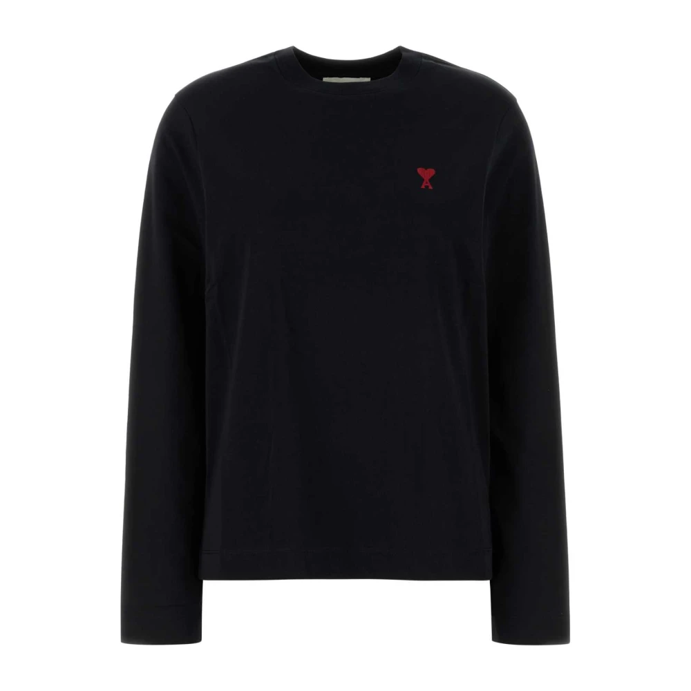 Ami Paris Long Sleeve Cotton T Shirt Femme Tops Noir 42 Fr