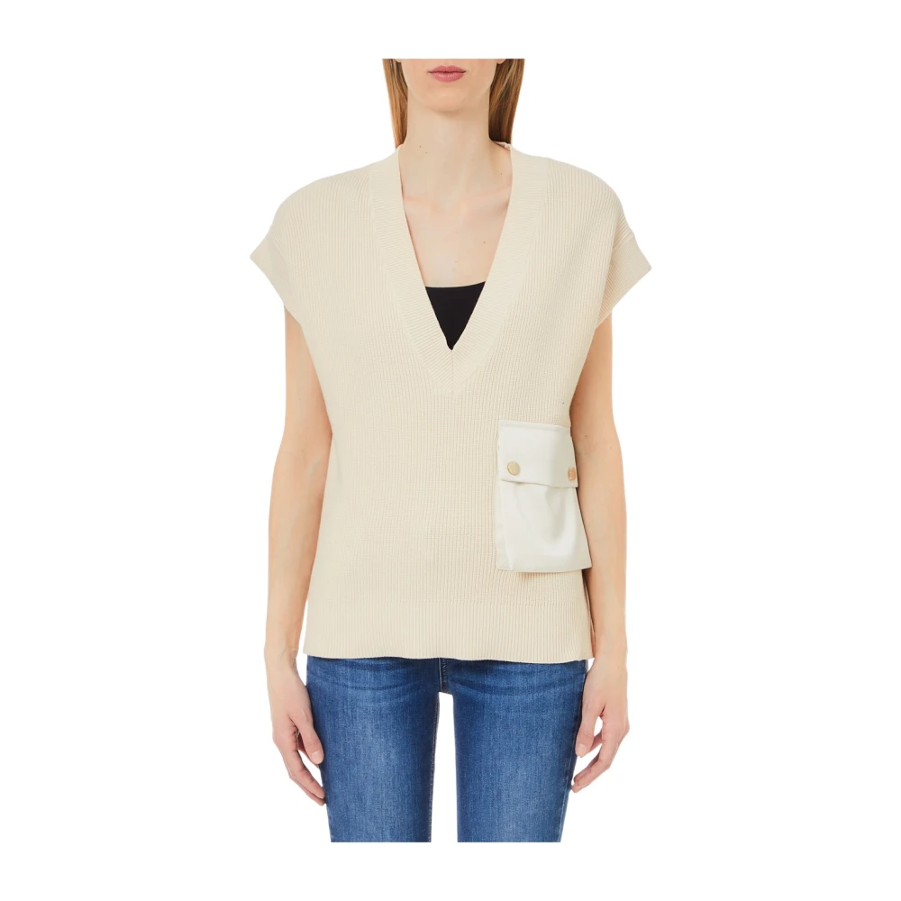 Liu Jo Beige V-hals korte mouw trui Beige Dames