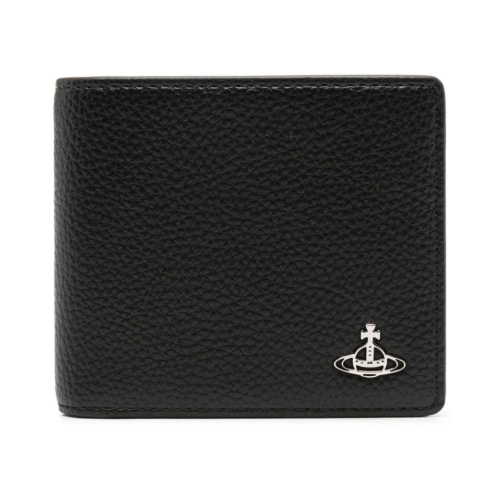 Vivienne Westwood Zwarte Korrelige Leren Bi-Fold Portemonnee Black Dames