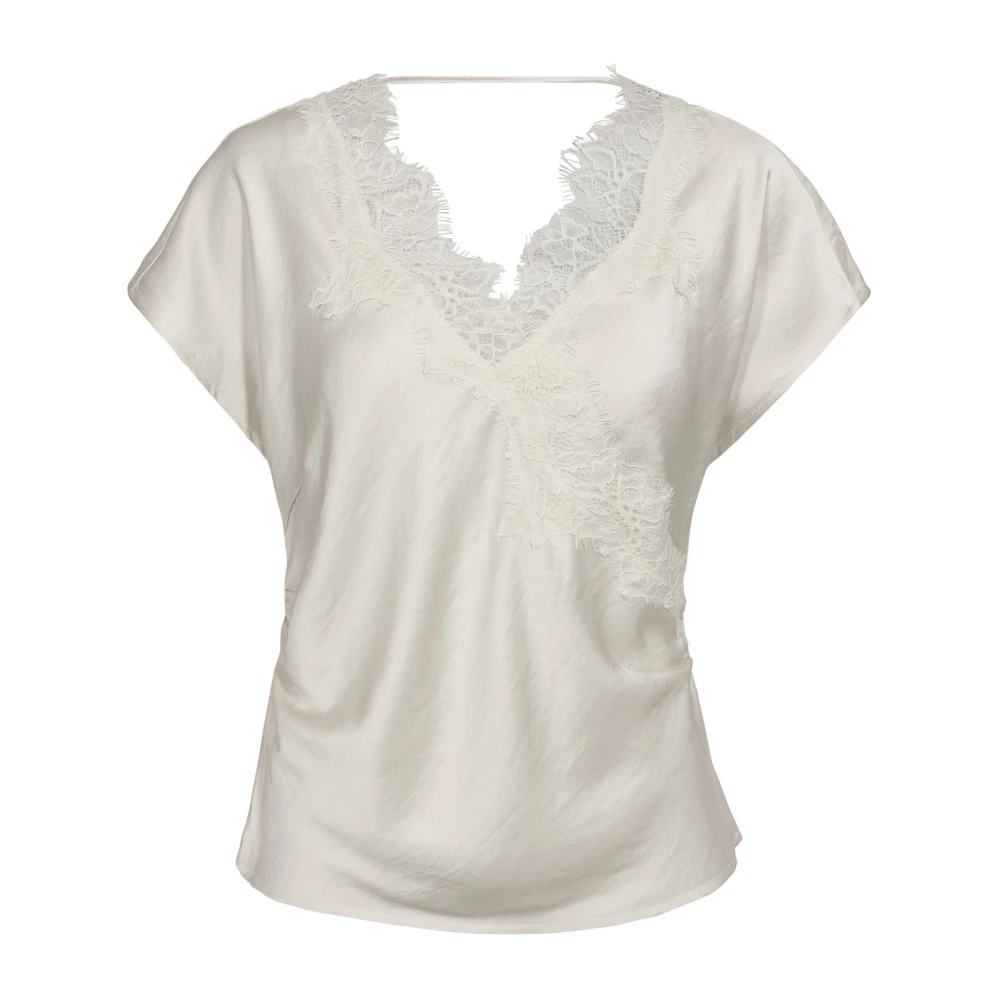 Co'couture Women's White Blouses, Xl, Iduncc Lace Ss Blouse