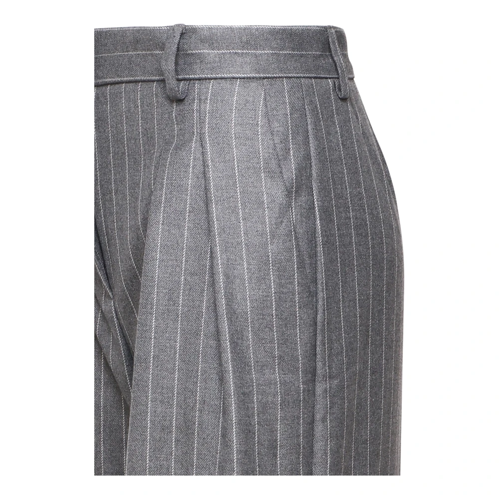 Andamane Pinstripe High Waist Trousers Grey White Gray Dames