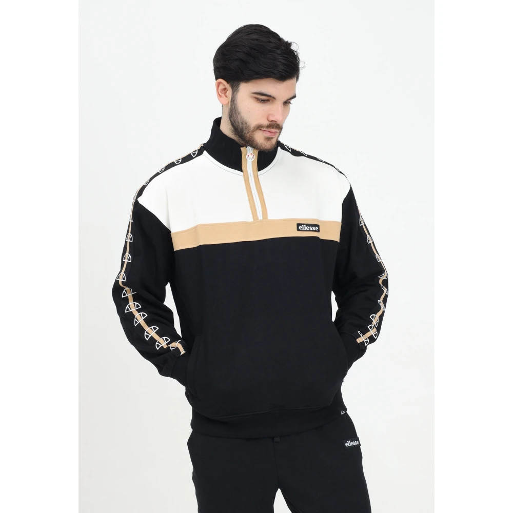 Ellesse Zwarte half-zip trui dynamische stijl Multicolor Heren