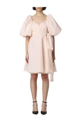 elegant-puff-sleeves-wrap-dress