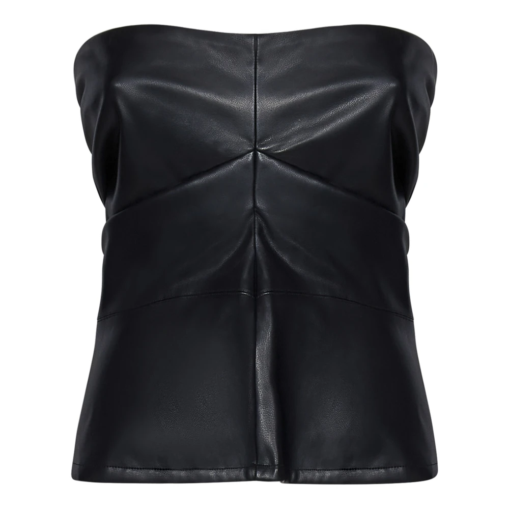 Rotate Birger Christensen Strapless Faux Leather Top Black Dames
