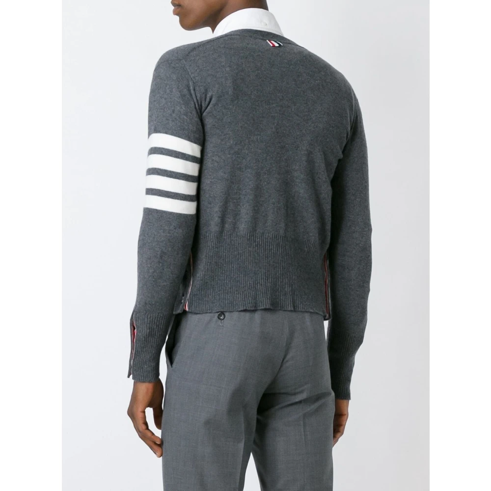 Thom Browne Grijze 4-Bar Cashmere Cardigan Sweater Gray Heren