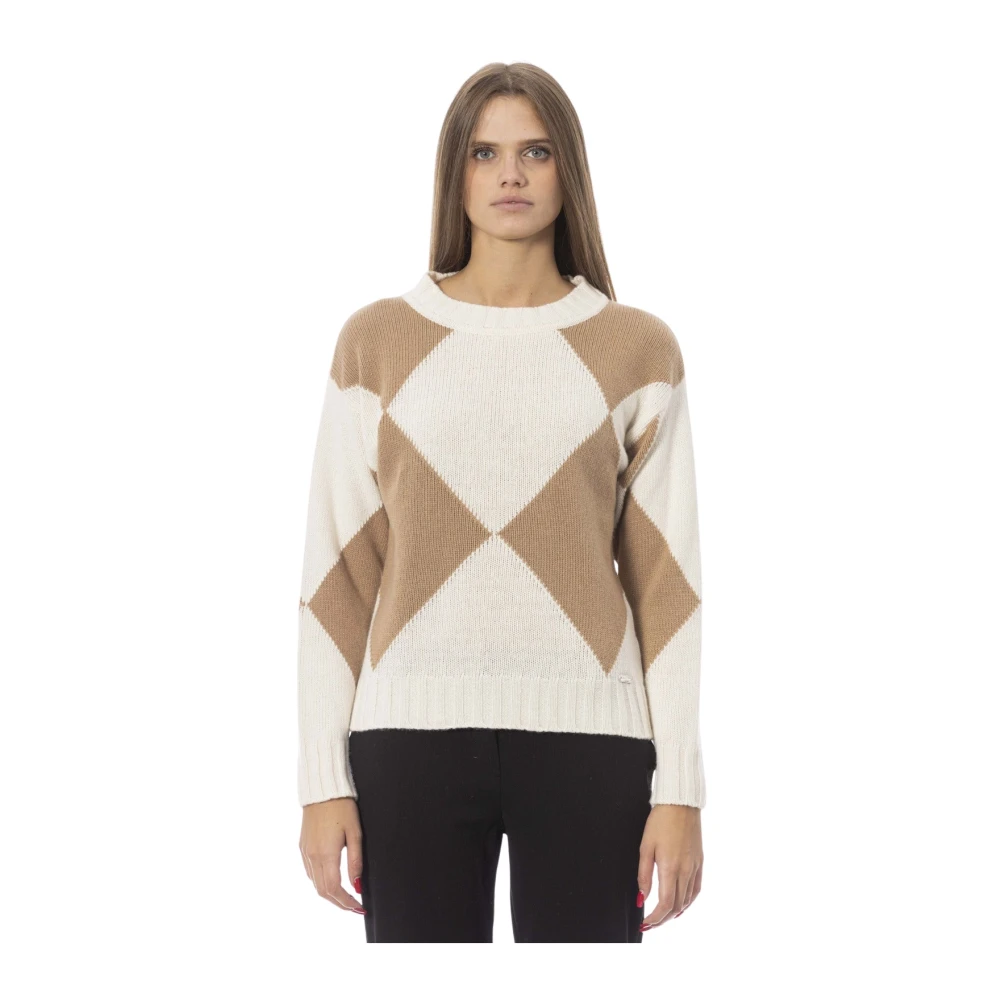 Baldinini Bootnek Lange Mouw Gebreide Top Beige Dames