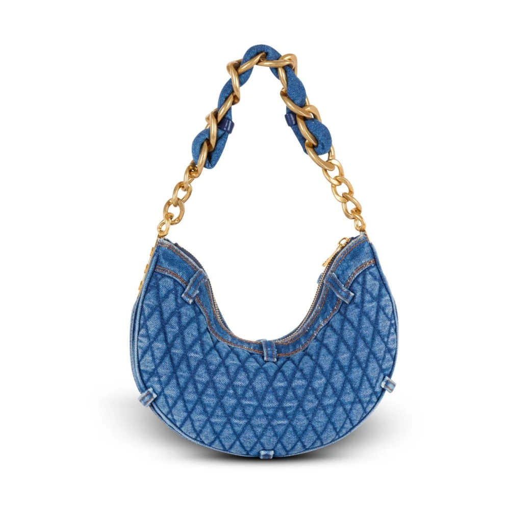 Balmain Soft Moon Denim Schoudertas Blue Dames