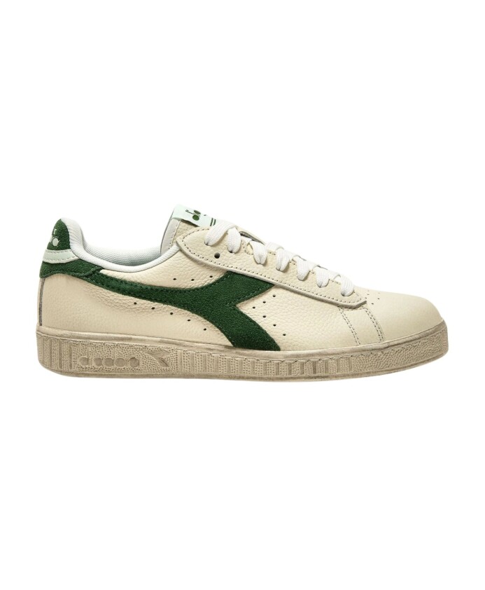 sneaker-en-daim-cire-de-style-retro-vert