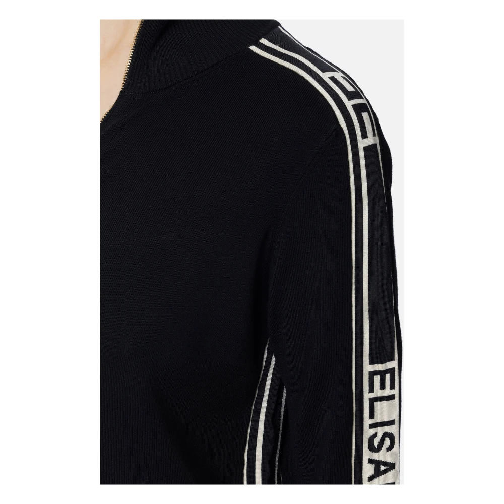Elisabetta Franchi Cardigan met Grafische Touch en Logo Banden Black Dames