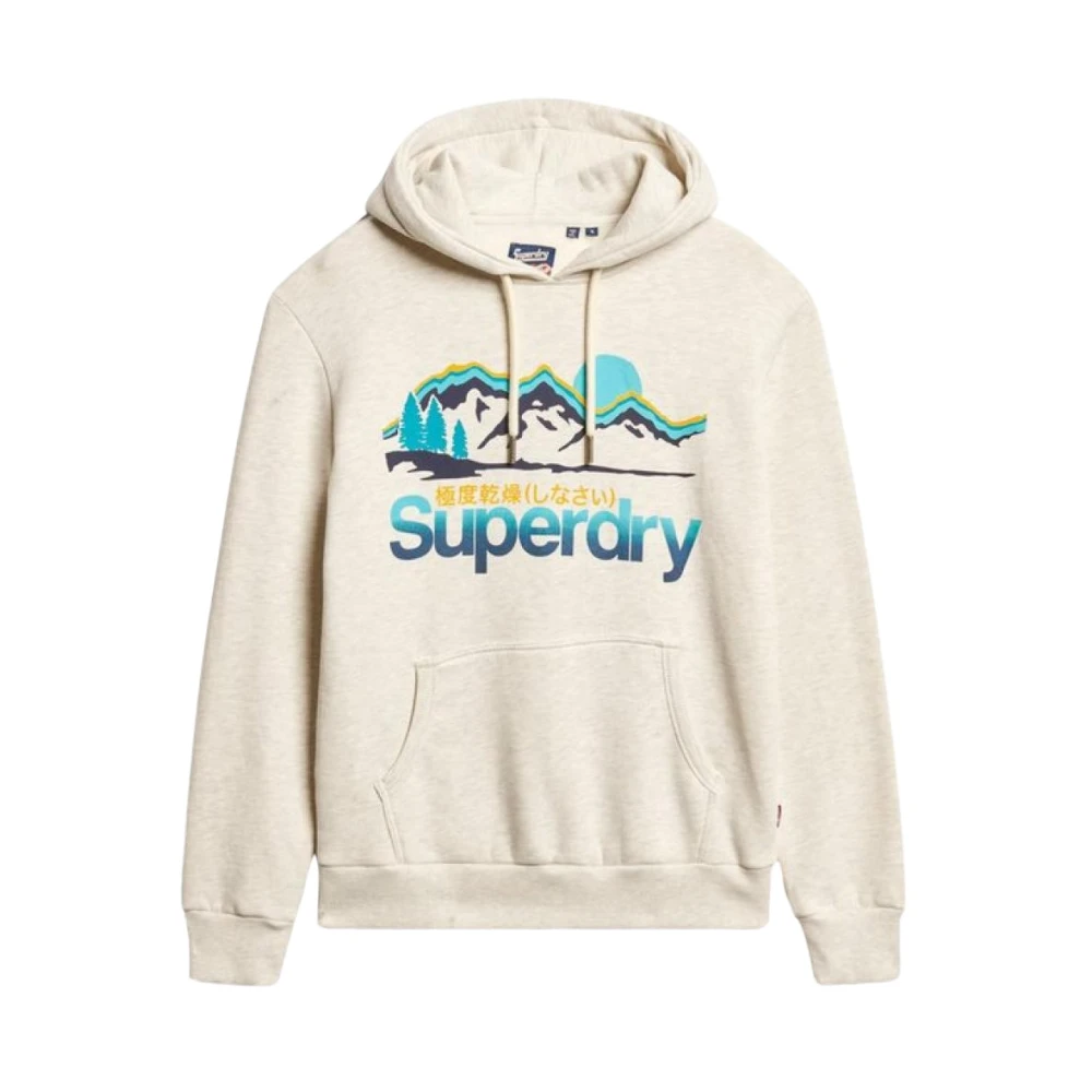 Superdry Grafische hoodies Regular Fit Grote zak Beige Heren
