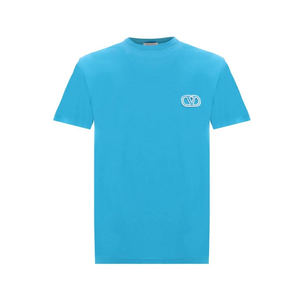 Valentino Logo Patch Katoenen T-Shirt Blue Heren