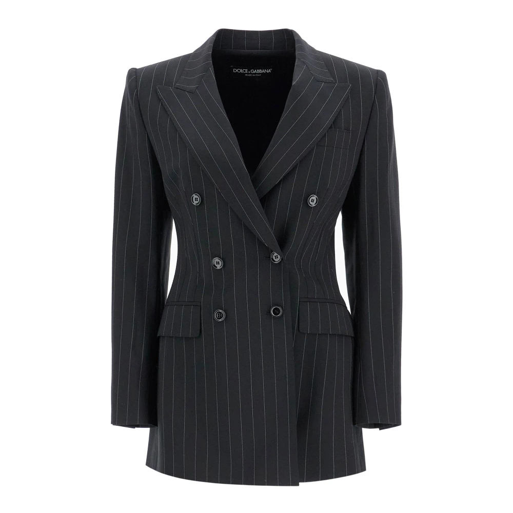 Dolce & Gabbana Pinstripe Double-Breasted Jacket Black Dames
