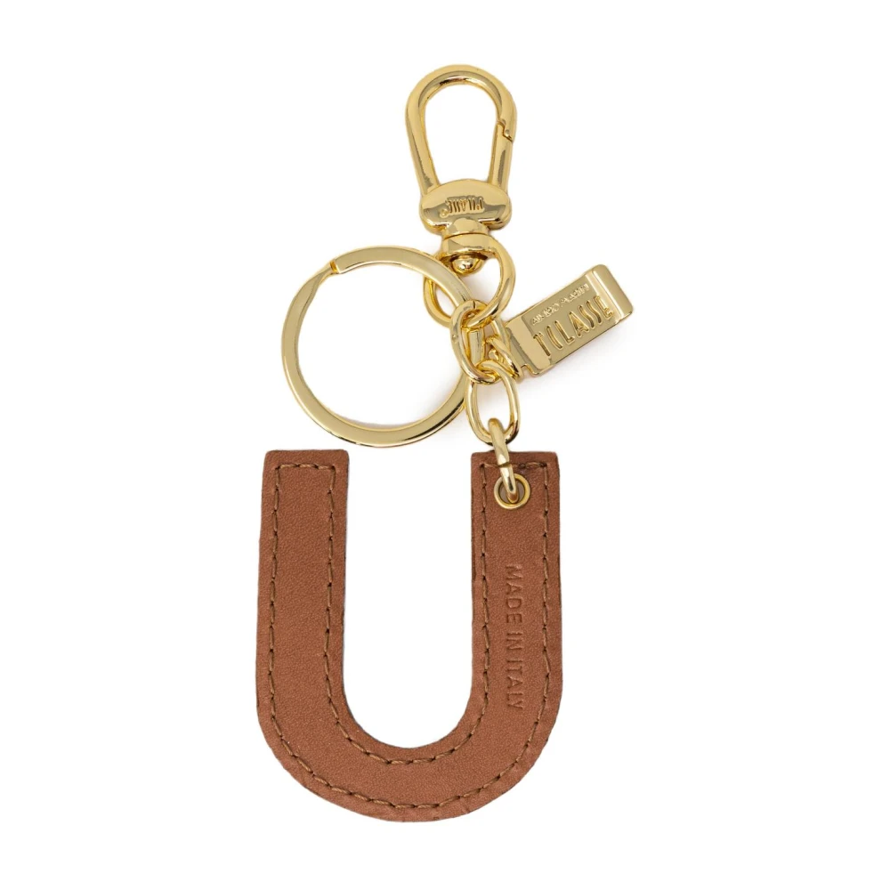 Alviero Martini 1a Classe Beige Print Leren Kaart Sleutelhanger Beige Dames