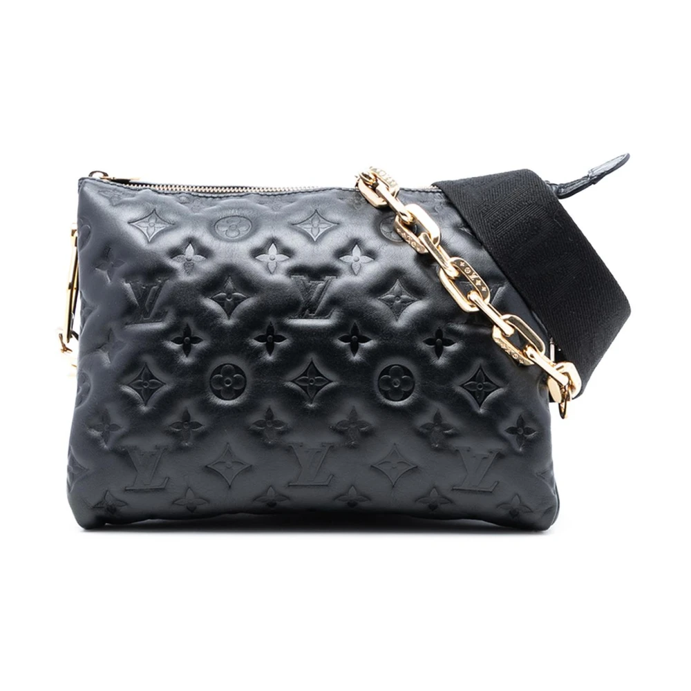 Louis Vuitton Vintage Women's Black Pre-Owned Monogram Embossed Leather Clutch Bag