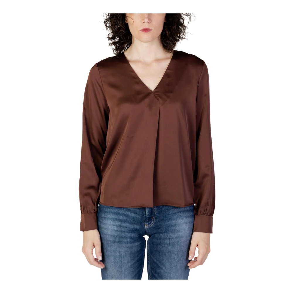Vila Bruine V-hals Blouse Herfst Winter Stijl Brown Dames