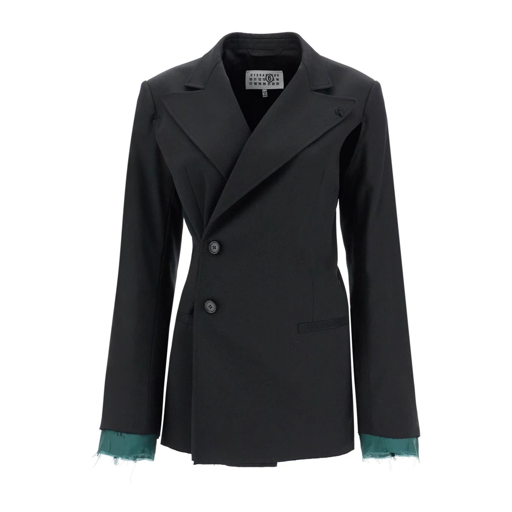 MM6 Maison Margiela Gelaagde Twill Blazer met Vier Mouwen Black Dames