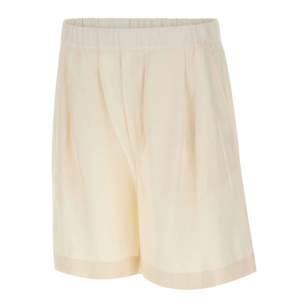 Laneus Men's White Pleated Shorts