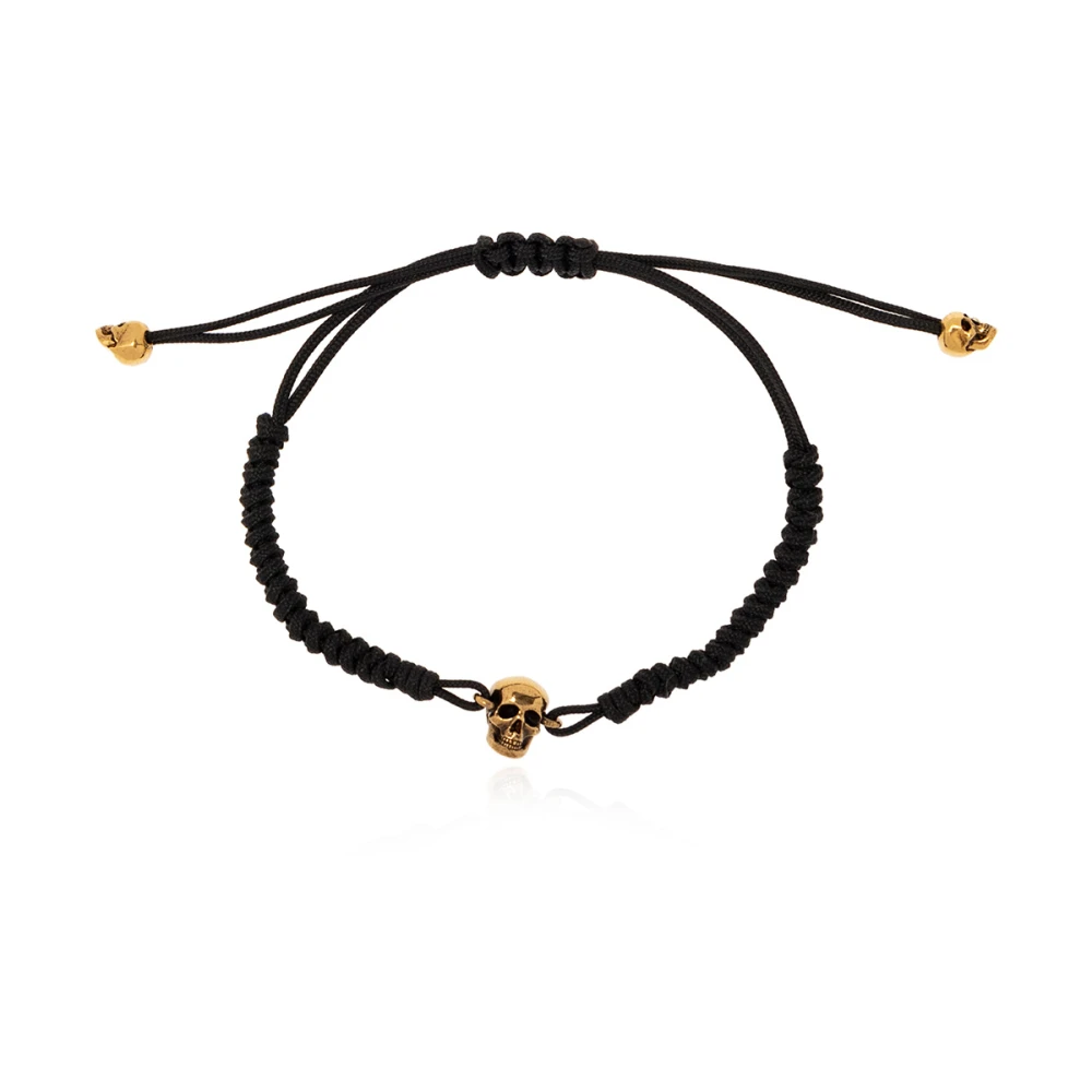 Alexander McQueen Antik Guld Skull Armband Black, Herr