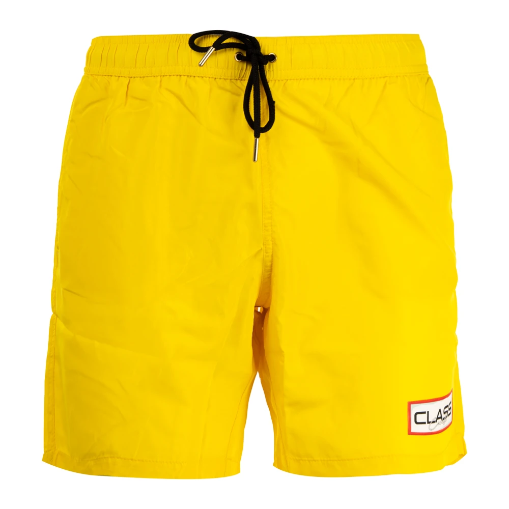 Cavalli Class Gele Logo Print Zwemshorts Yellow Heren