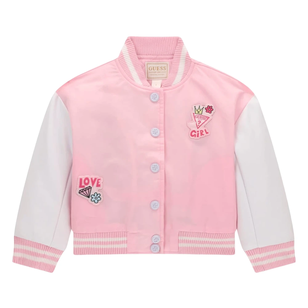 Guess Pink Light Jackets, Female, 3 Y, Oversized Padded Bomber Jacket