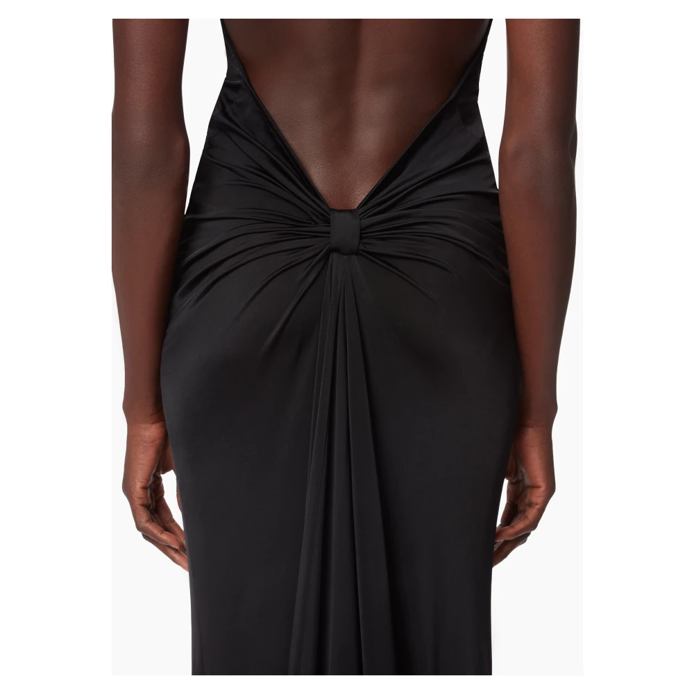 Nina Ricci Zwarte Gedrapeerde Halterjurk Black Dames