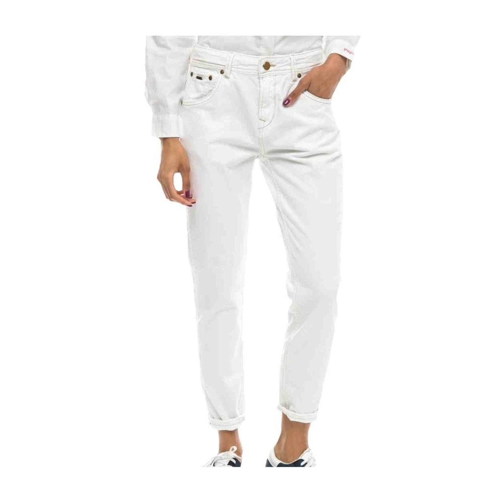 Pepe Jeans Women's White Mom Carot Trousers - Cropped Jeans - W28 - Jeans