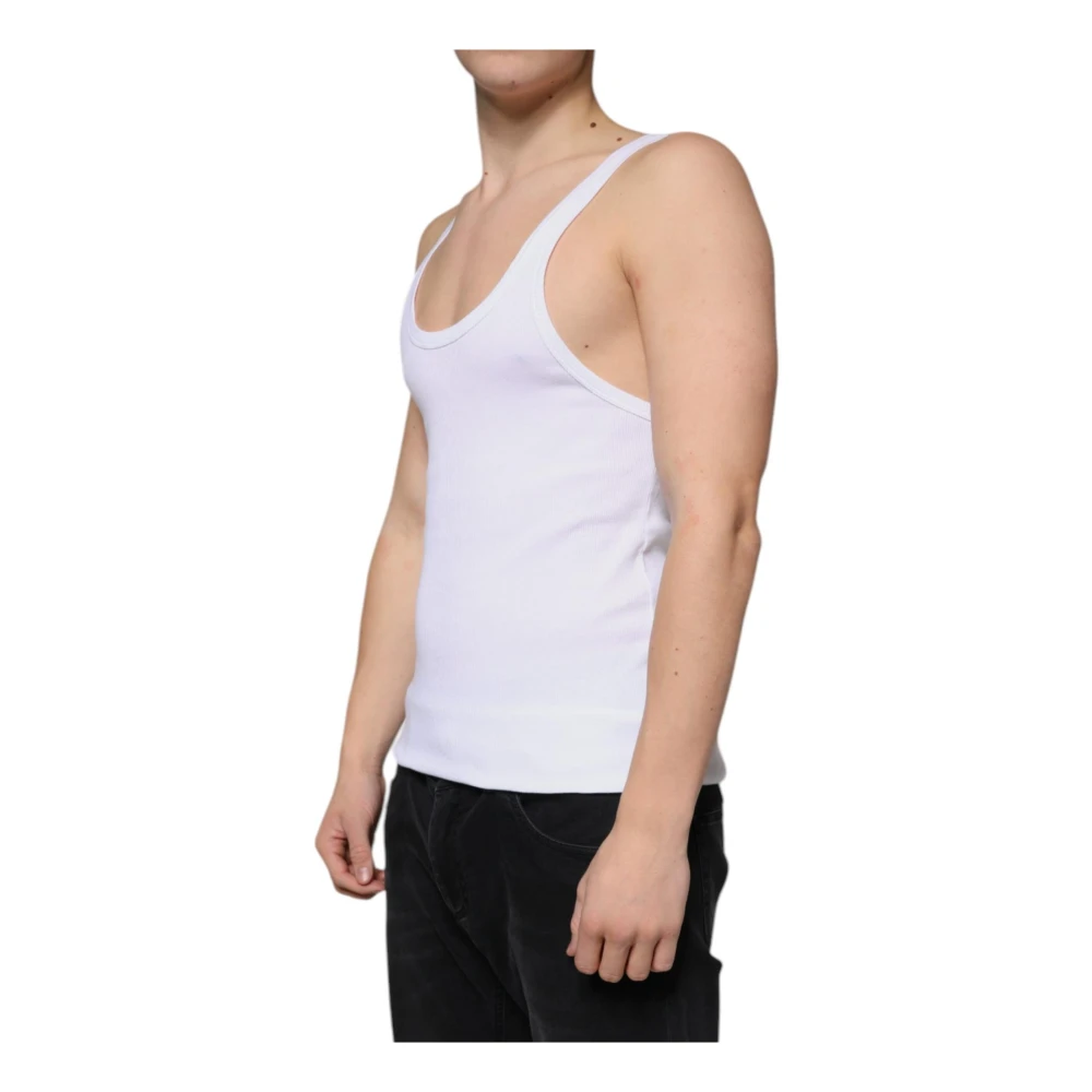 Dolce & Gabbana Witte Katoenen Tanktop Ronde Hals White Heren