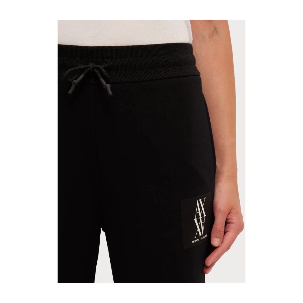 Emporio Armani Sportieve Zwarte Trekkoord Taille Logo Broek Black Dames