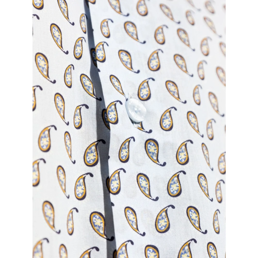 ETRO Blauw Paisley Print Overhemd White Heren