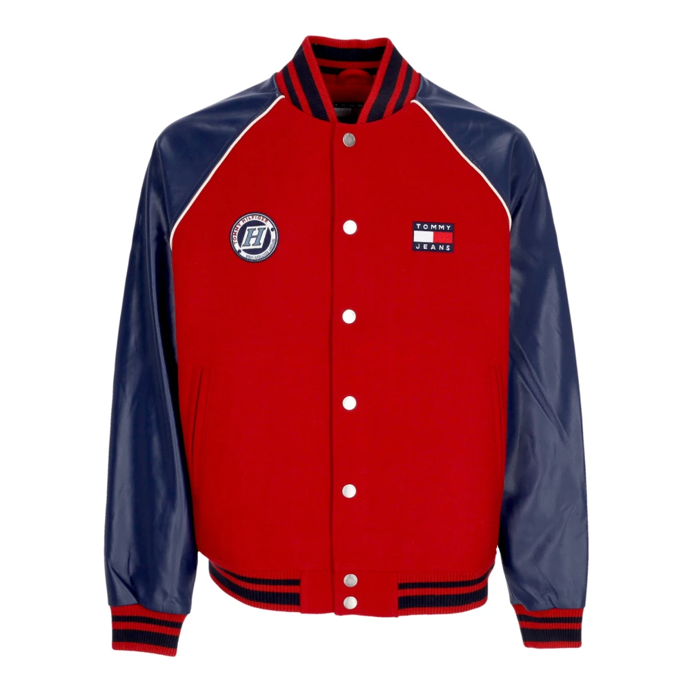 Tommy Hilfiger Men's Red Wool Blend College Varsity Jacket