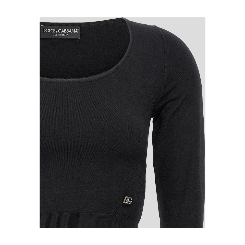 Dolce & Gabbana Logo Gebreide kleding in Viscose Black Dames