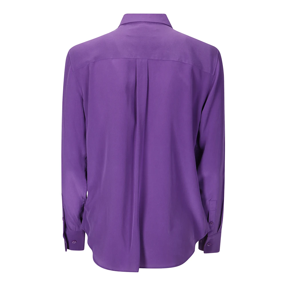 Equipment Zijden Blouse met Knopen en Zakken Purple Dames